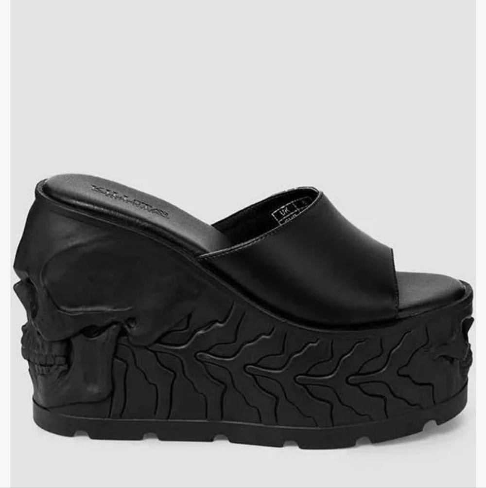 Killstar Black Skull Platform Sliders - Picture 7 of 11